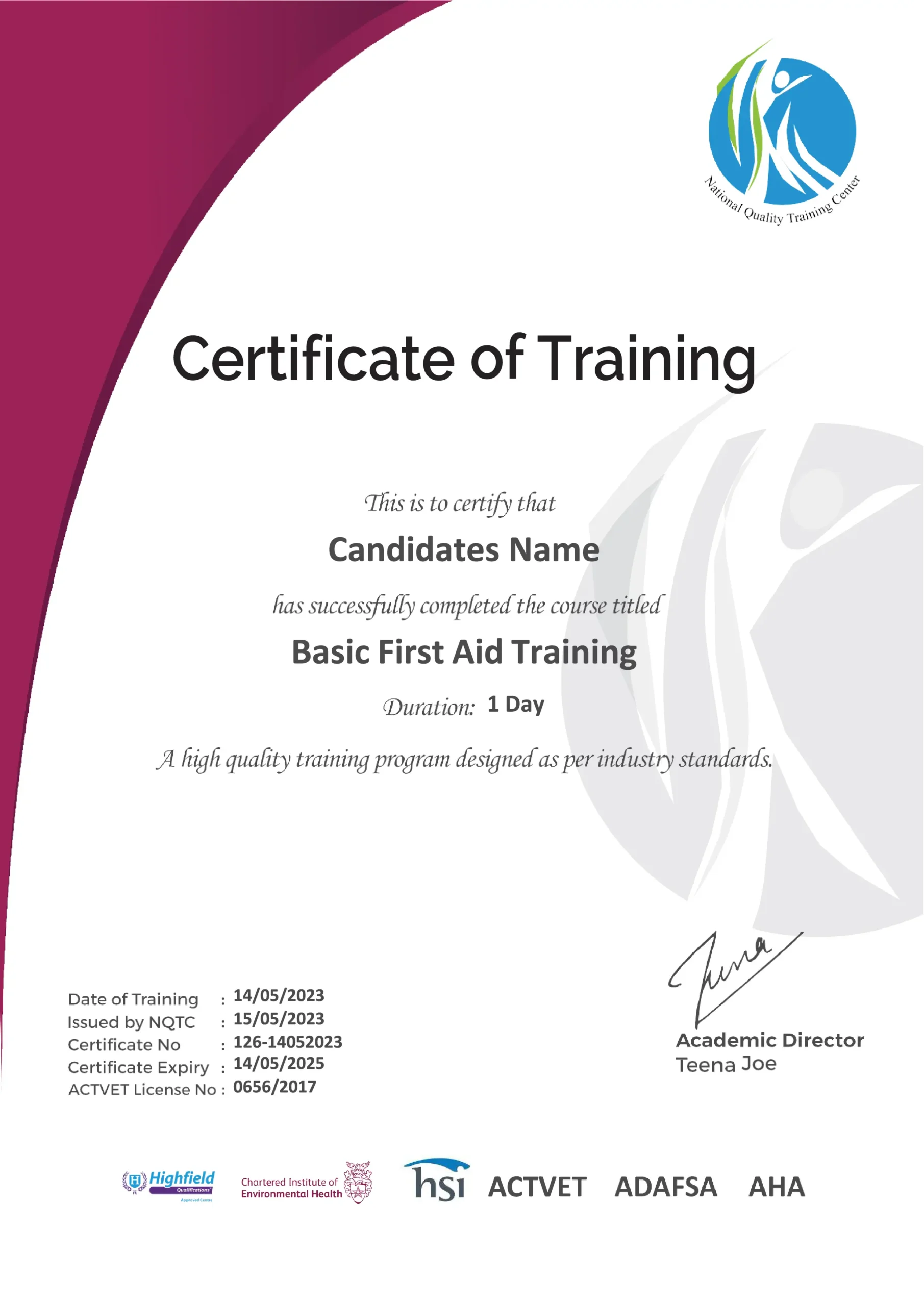 First Aid Training Certificate-01